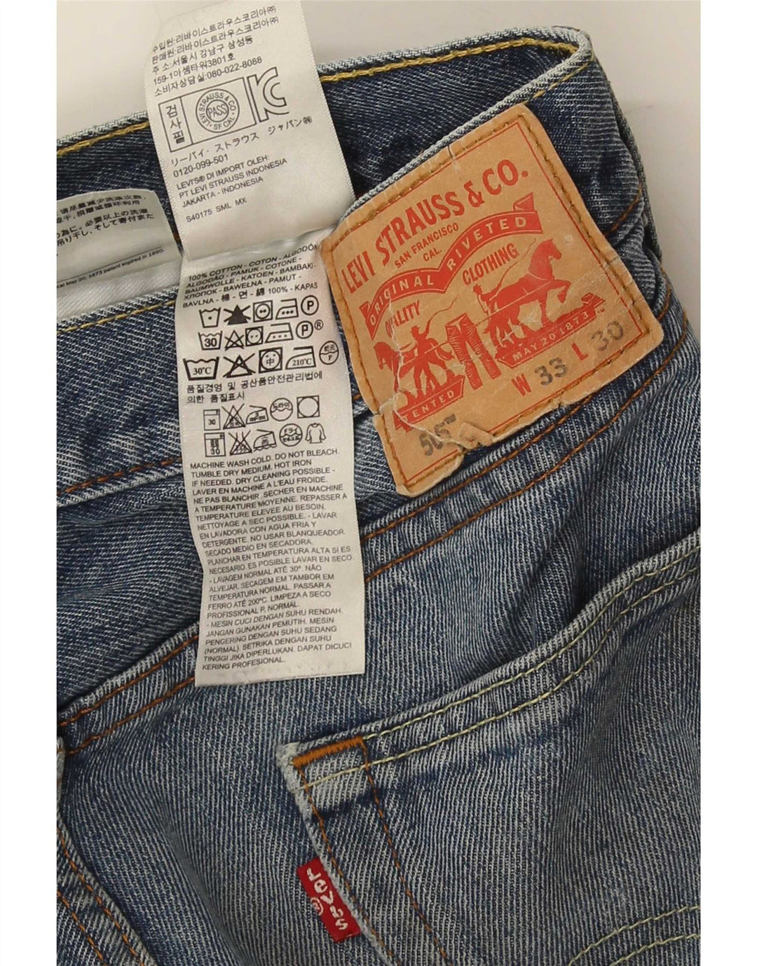 Levi's Uomo 505 Jeans dritti W33 L30 Cotone Blu