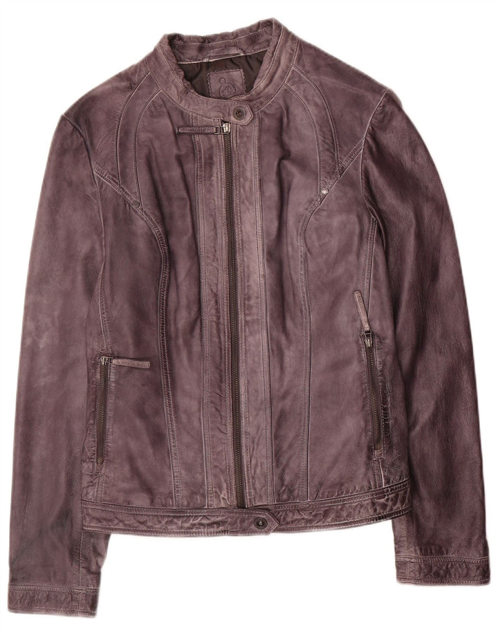 Giacca in pelle da motociclista da donna S.Oliver UK 16 Grande pelle viola