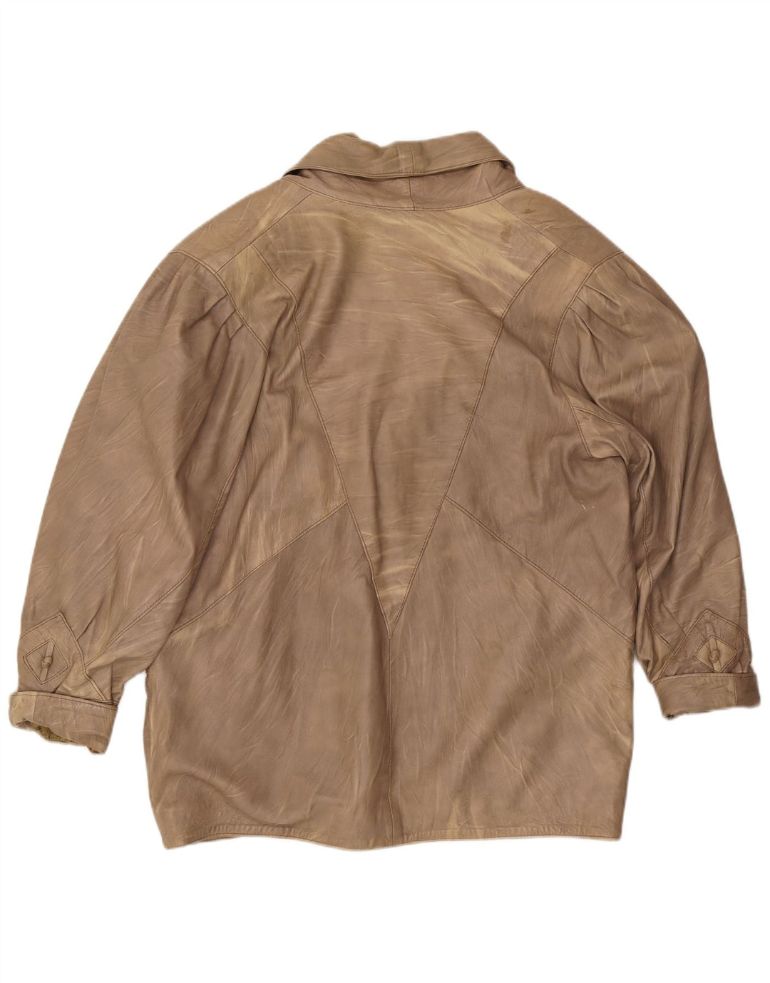 Giacca in pelle da donna vintage UK 14 Pelle beige media