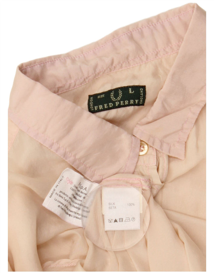 Camicetta camicia da donna FRED PERRY UK 14 Large Beige Seta