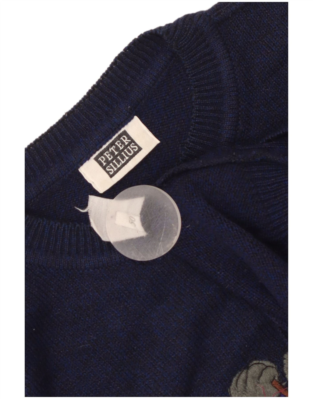 Maglione girocollo con grafica vintage da uomo IT 50 blu navy medio