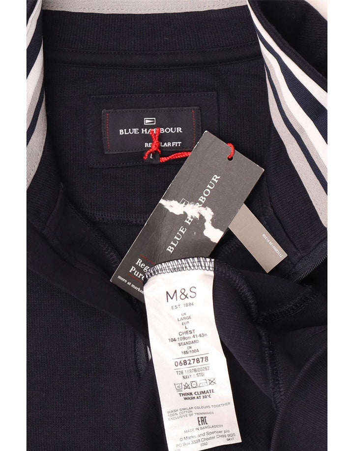 Felpa da uomo Marks & Spencer Blue Harbour vestibilità regolare maglione grande blu scuro