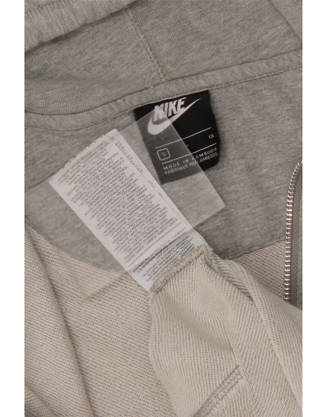 Maglione con cappuccio e zip da uomo NIKE piccolo in cotone chiazzato grigio