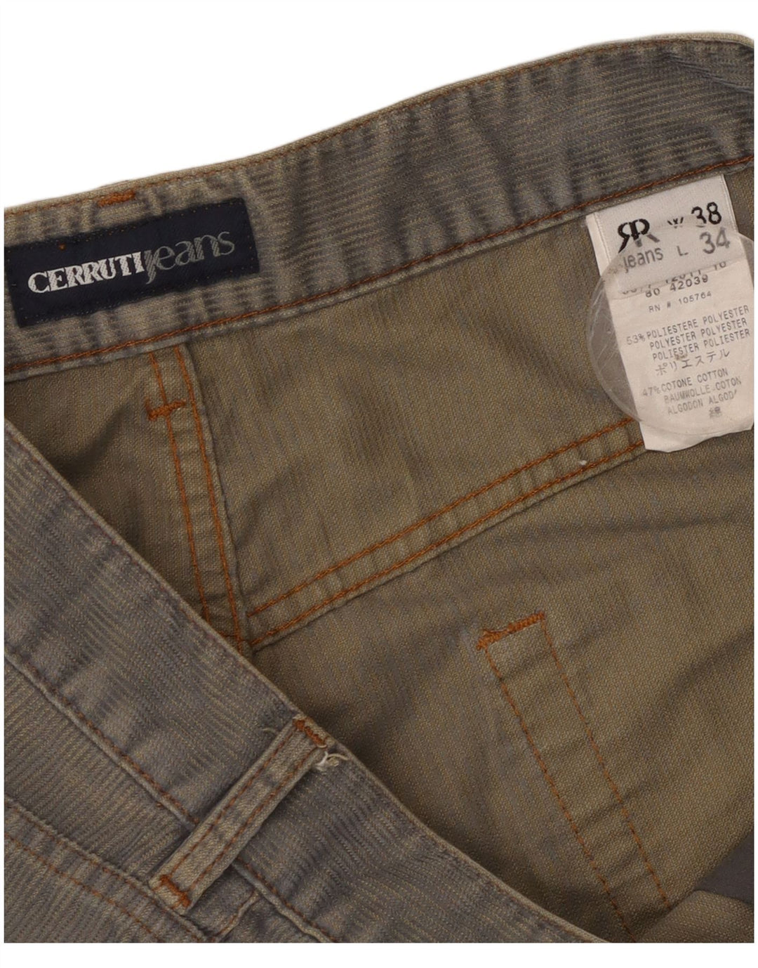 Pantaloni dritti da uomo in velluto a coste Cerruti W38 L34 poliestere blu