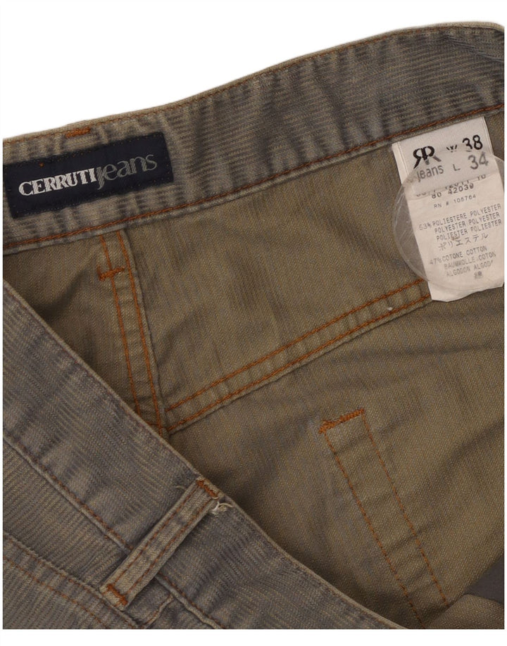 Pantaloni dritti da uomo in velluto a coste Cerruti W38 L34 poliestere blu