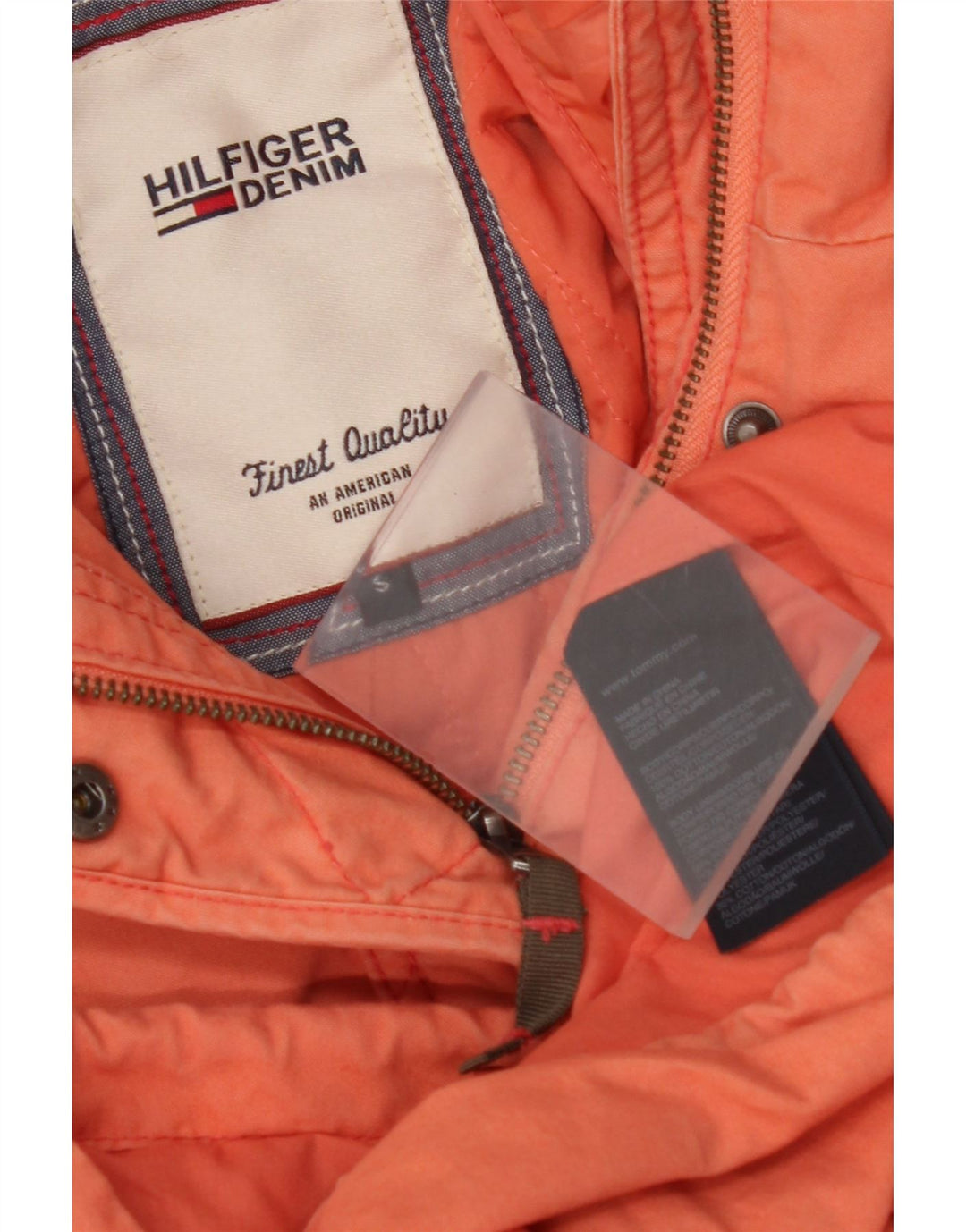 TOMMY HILFIGER Giacca parka oversize con cappuccio da donna UK 10 piccola arancione