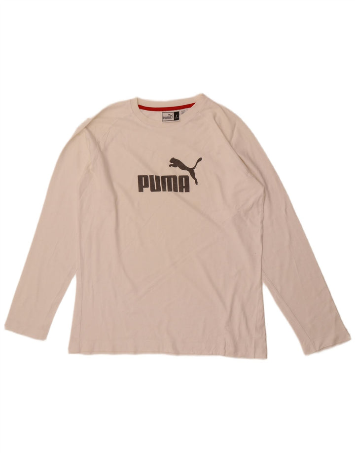 Puma Maglietta grafica da uomo a maniche lunghe Small Bianca