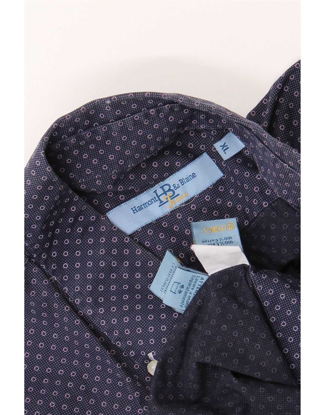 Camicia da uomo Harmont & Blaine XL in cotone maculato blu navy