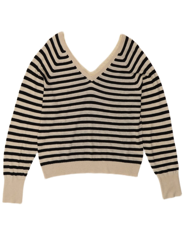 Maglione Zara da donna con scollo a V UK 18 XL a righe nere
