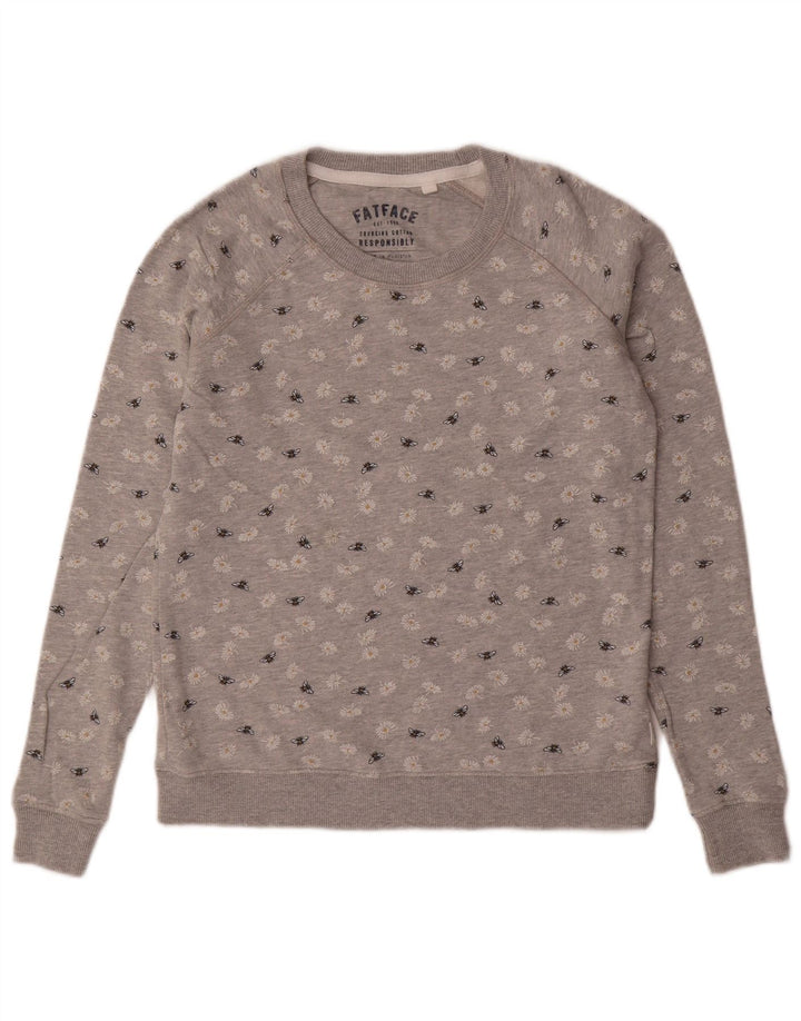 FAT FACE Felpa da donna Maglione UK 6 XS Cotone floreale grigio