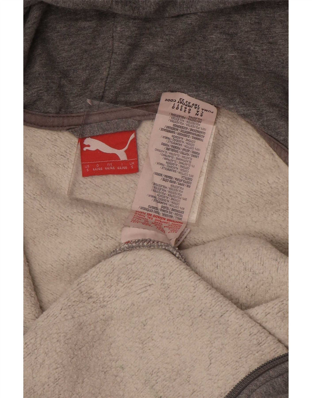 Felpa con cappuccio e zip da uomo Puma piccola in cotone grigio