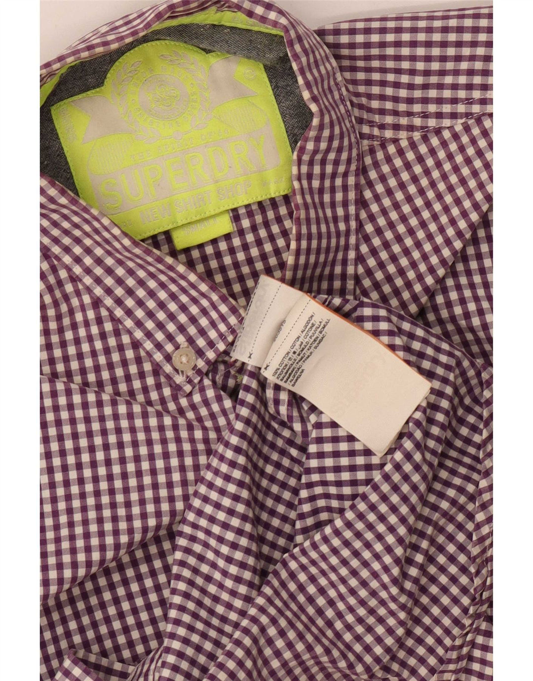 Camicia da uomo Superdry piccola in cotone a quadretti viola