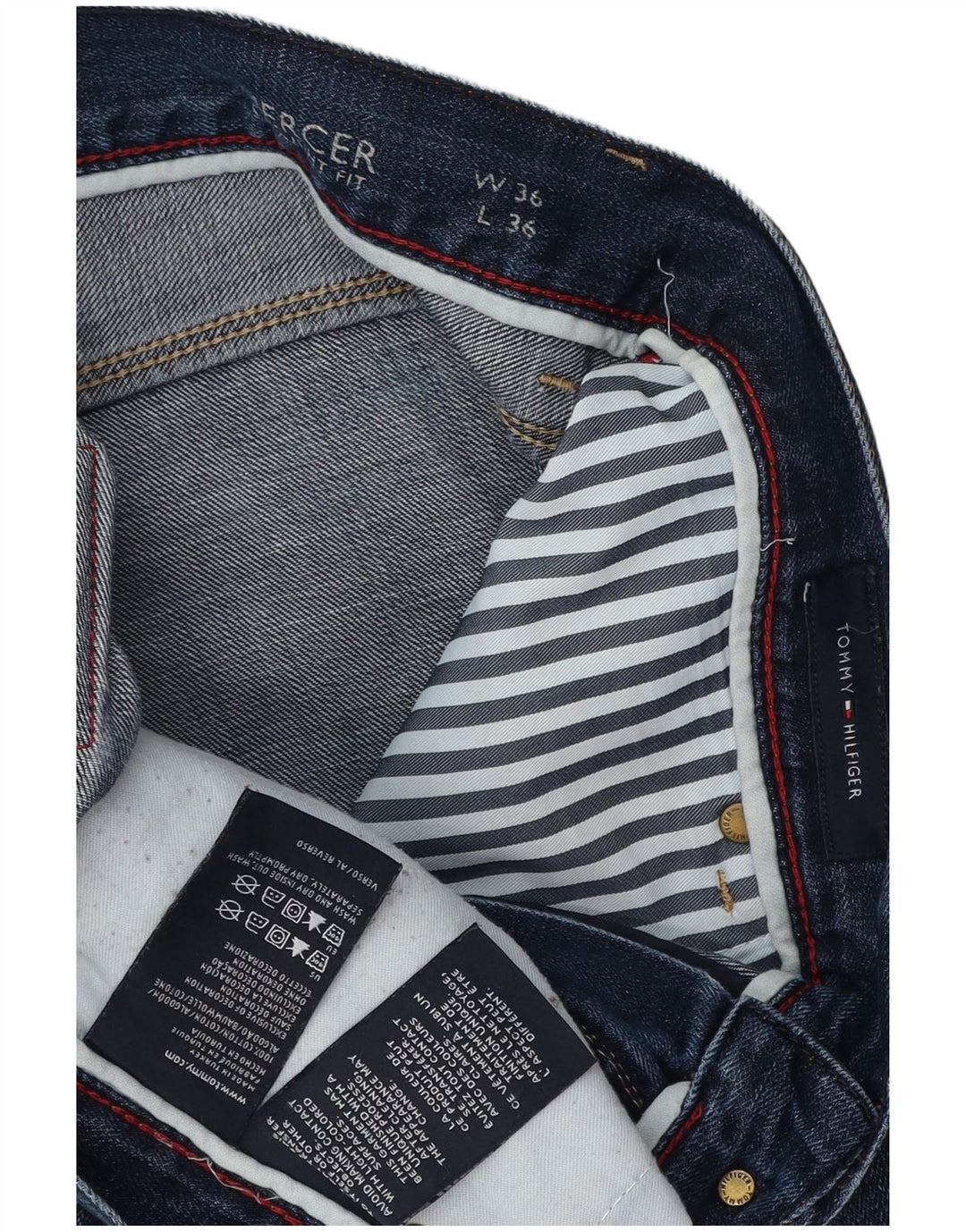 TOMMY HILFIGER Jeans dritti Mercer da uomo W36 L36 cotone blu