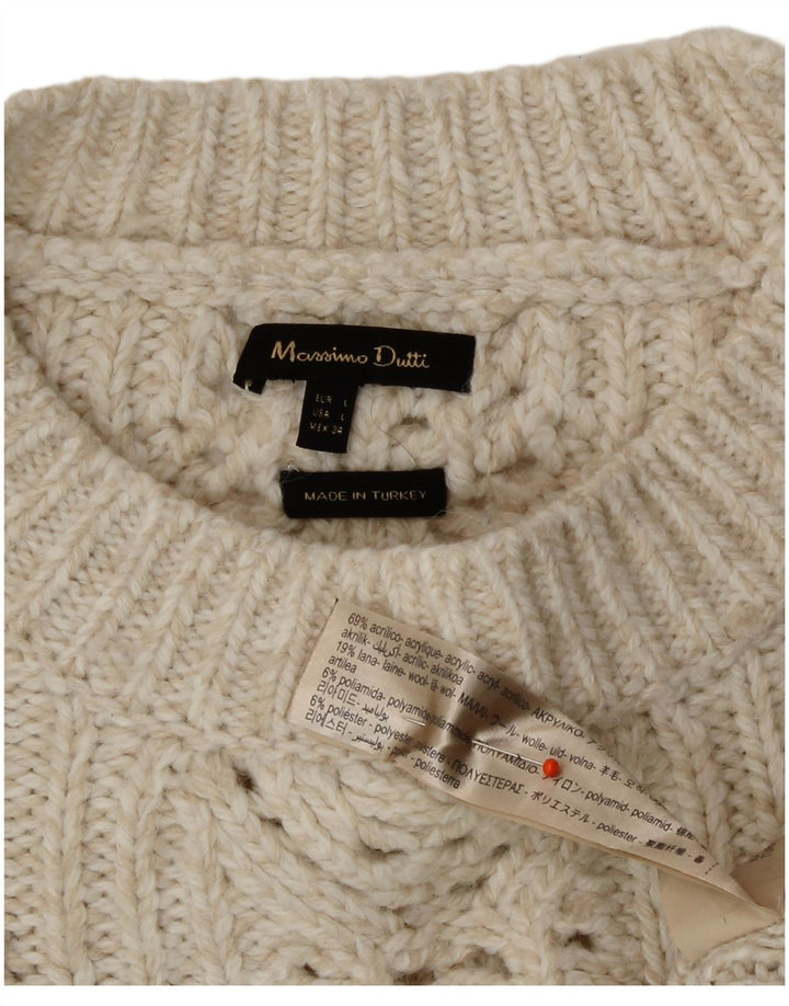 Maglione maglione girocollo da donna Massimo Dutti UK 16 grande bianco sporco
