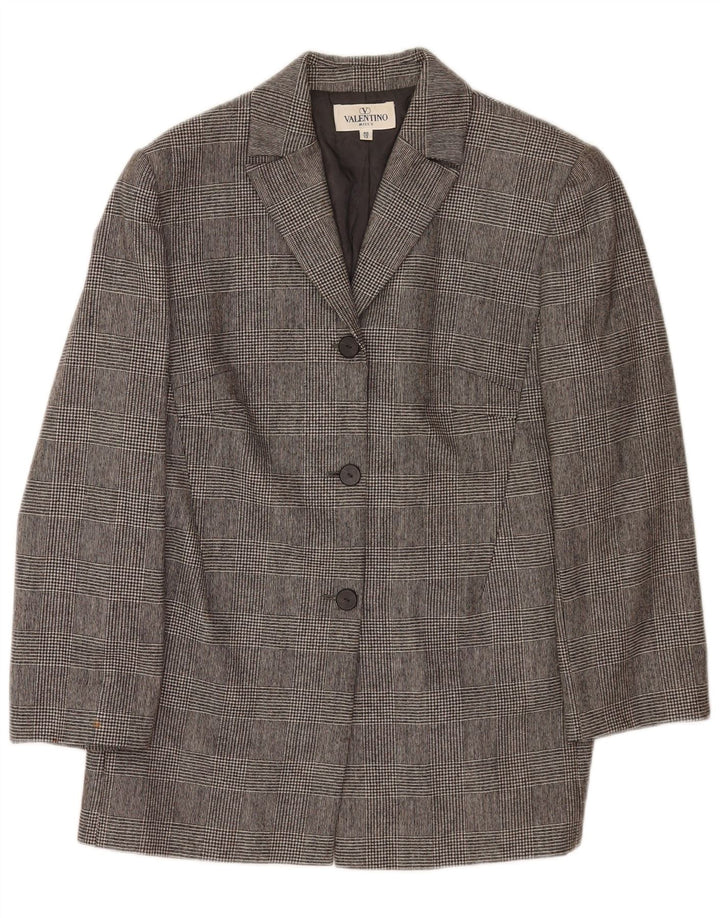 Giacca blazer da donna a 3 bottoni Valentino UK 12 pied de poule grigio medio
