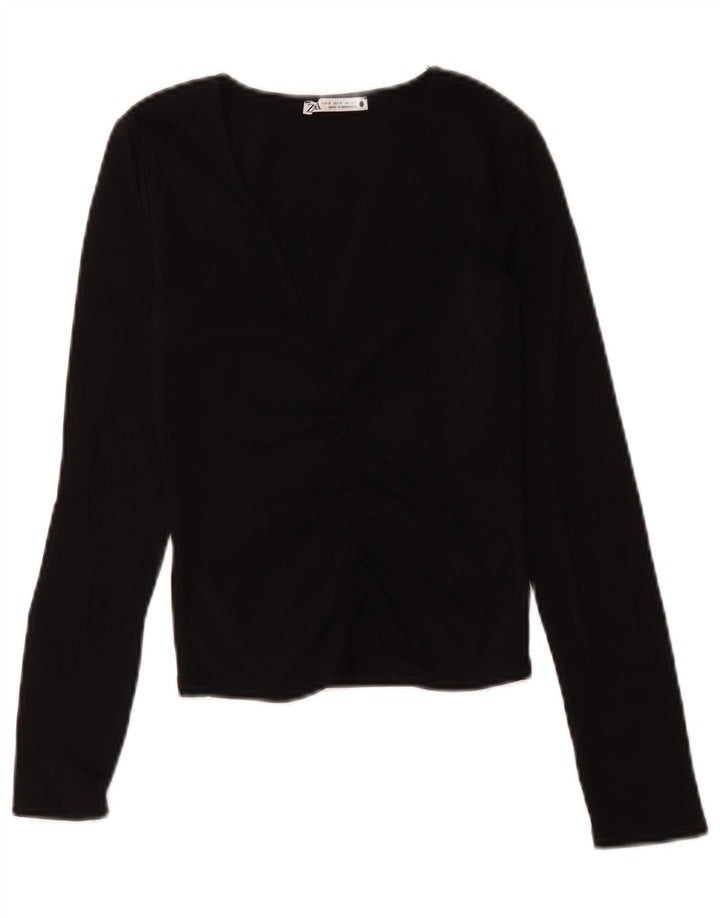 Maglione corto con scollo a V da donna Zara UK 8 piccolo nero
