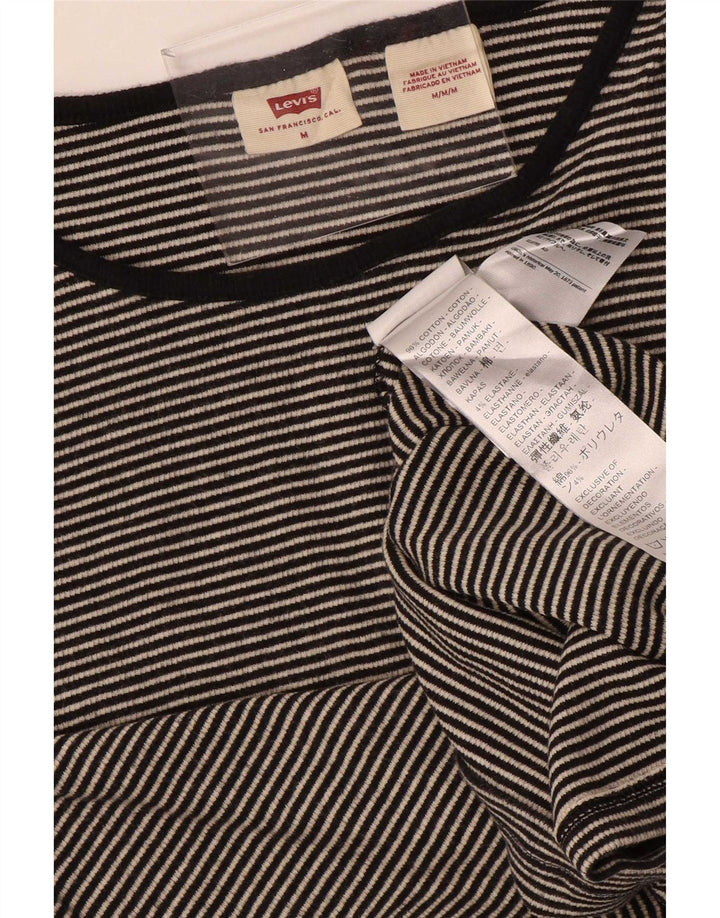 Levi's Top da donna a maniche lunghe UK 12 Cotone gessato grigio medio