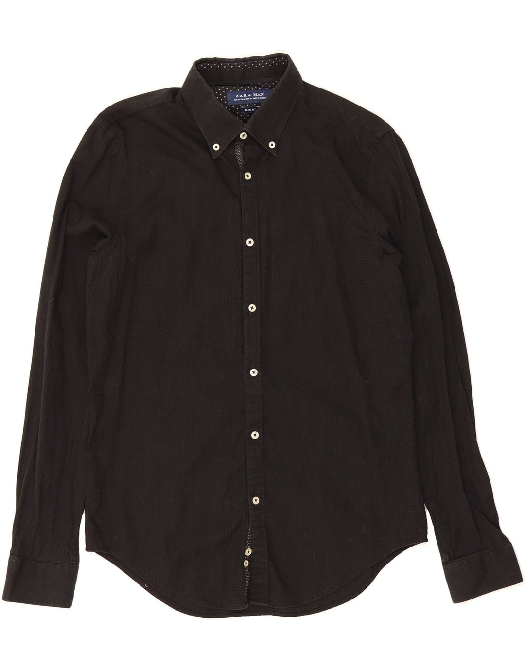 ZARA Mens Slim Fit Shirt Medium Black Vintage Zara and Second-Hand Zara from Messina Hembry 