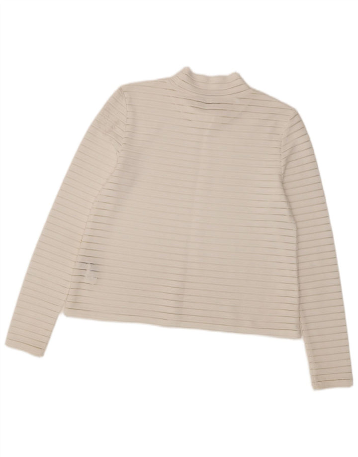 Top manica lunga da donna Marks & Spencer UK 10 piccolo gessato bianco