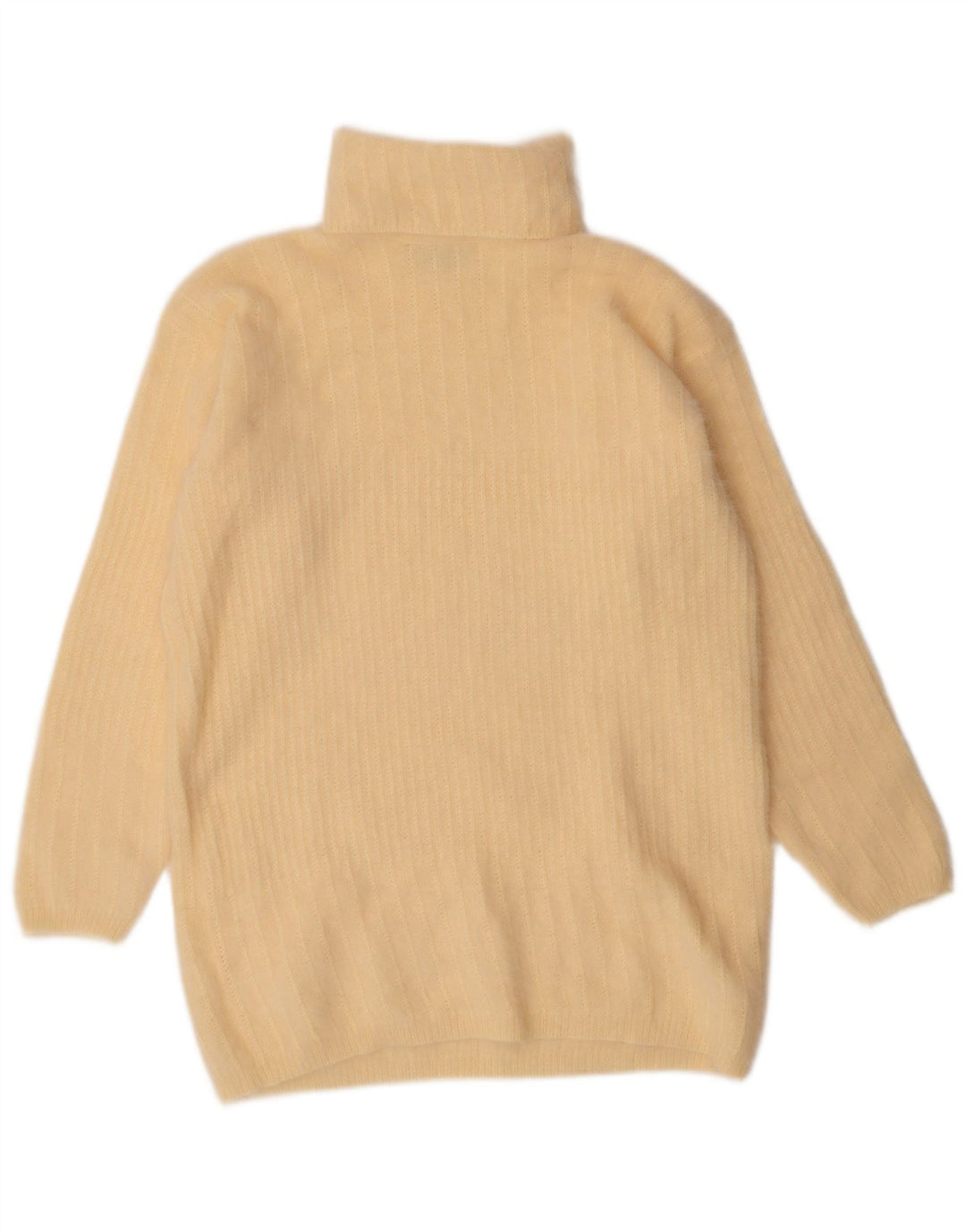 Maglione vintage da donna con collo alto e collo alto UK 14 Angora giallo medio