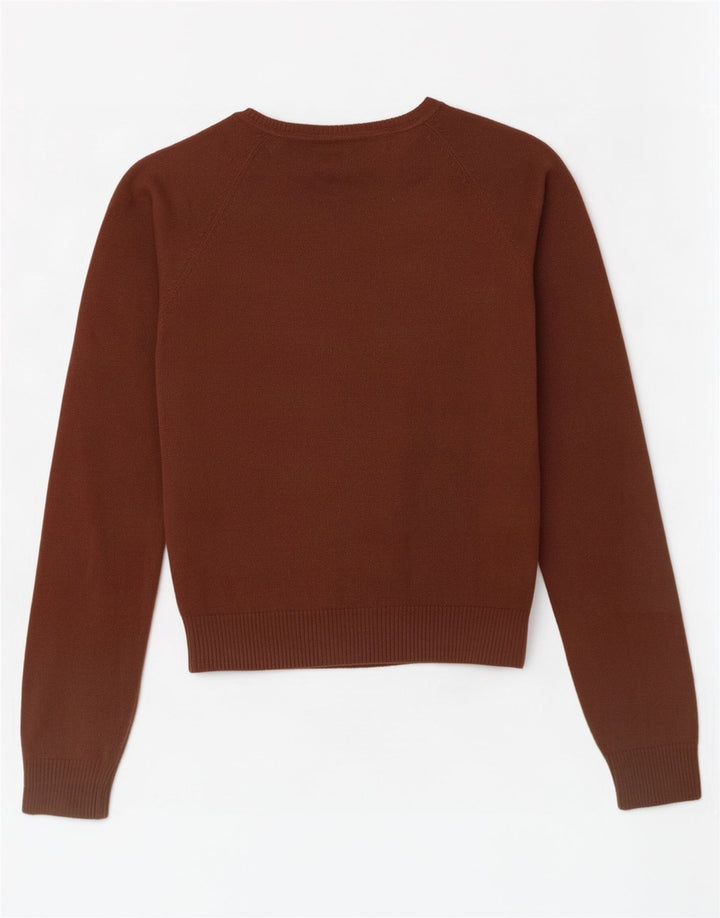 Maglione da donna con scollo a V Zara UK 12 Cotone marrone medio