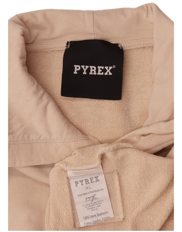 Felpa con cappuccio grafica da uomo Pyrex XL in cotone beige