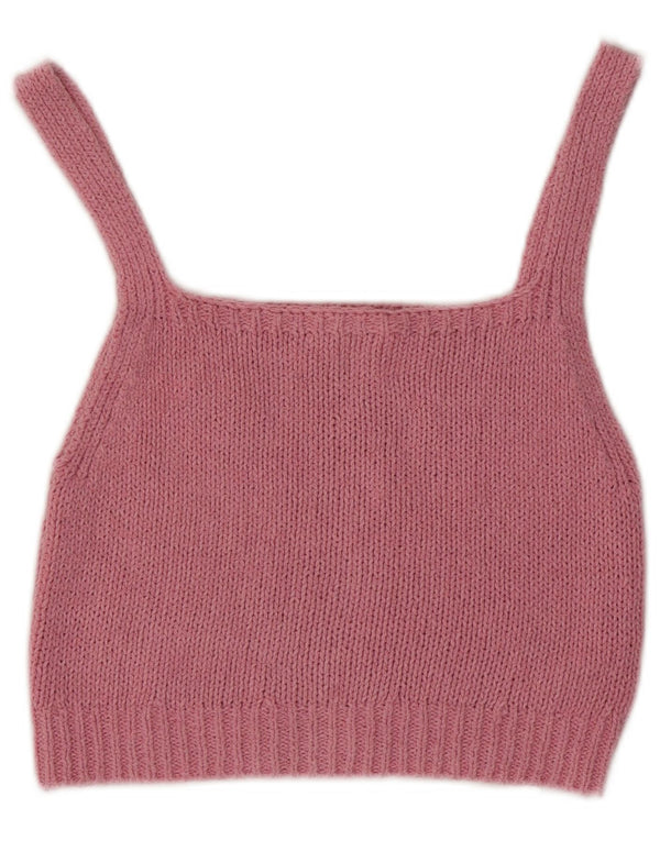 Top corto in maglia da donna Zara UK 12 cotone rosa medio