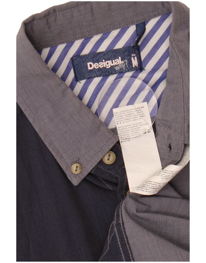 DESIGUAL Camicia grafica da uomo in cotone color block medio blu navy