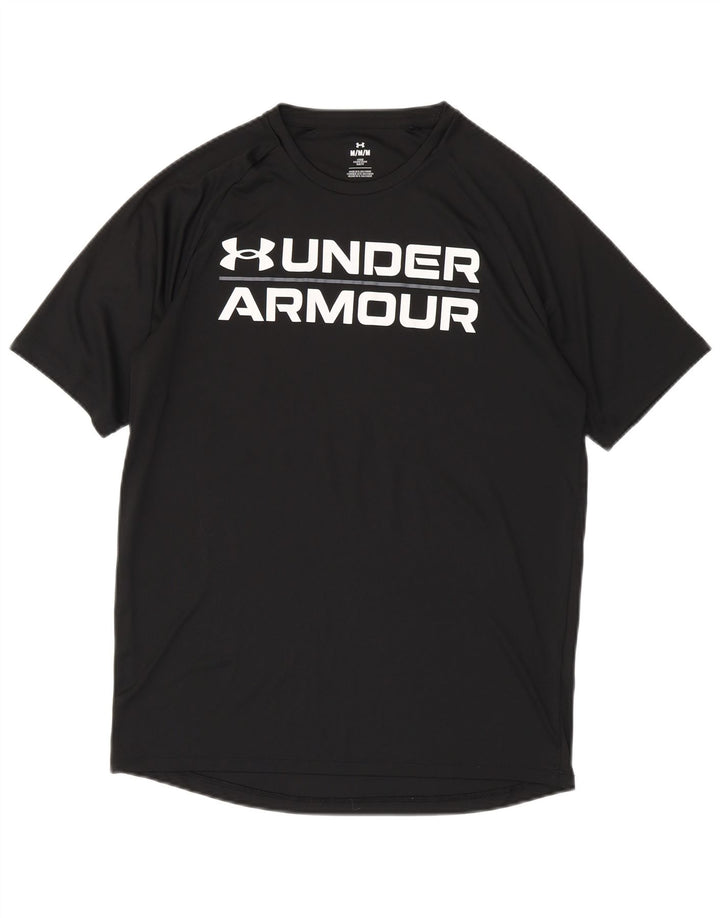 T-shirt grafica da uomo Under Armour Top in poliestere nero medio