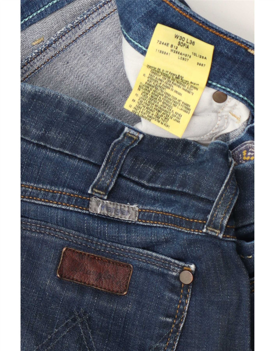 Jeans dritti Wrangler da donna Sofia W30 L36 cotone blu