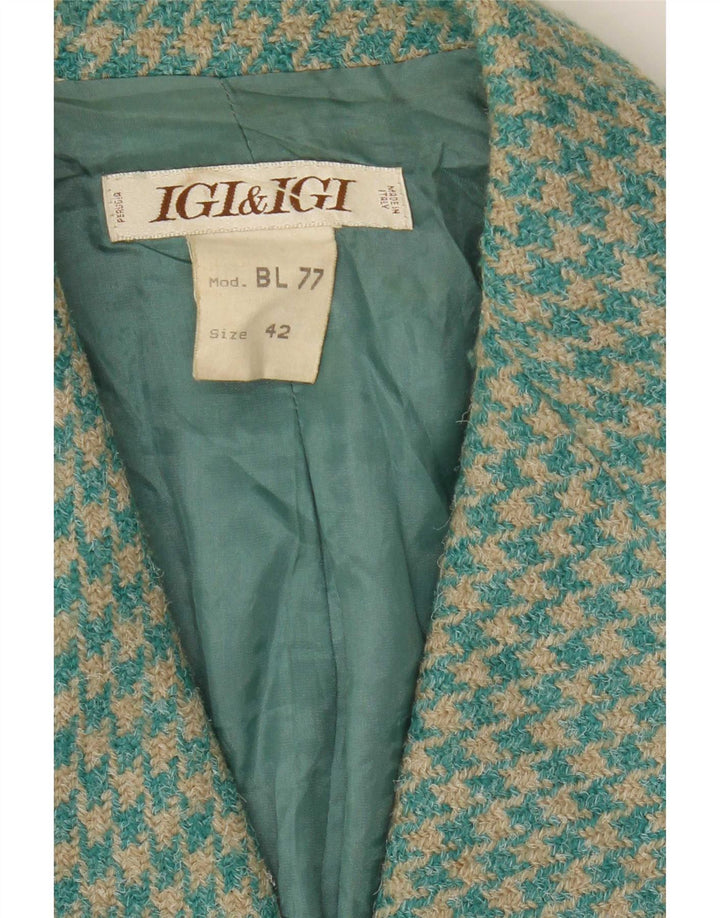 Giacca blazer a 4 bottoni da donna Igi & IT 42 Lana pied de poule blu medio