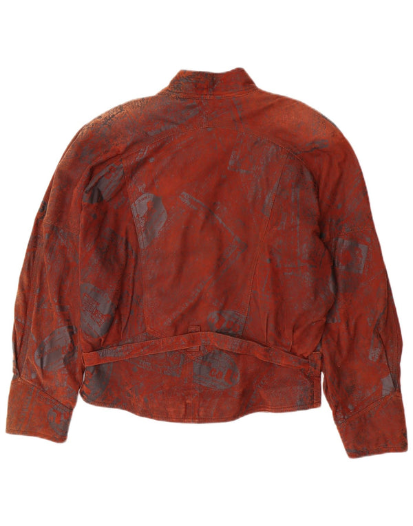 Maddox Womens Oversized Leather Jacket EU 40 Medium Burgundy Leather