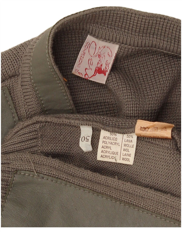 Maglione cardigan da uomo vintage IT 50 acrilico marrone medio