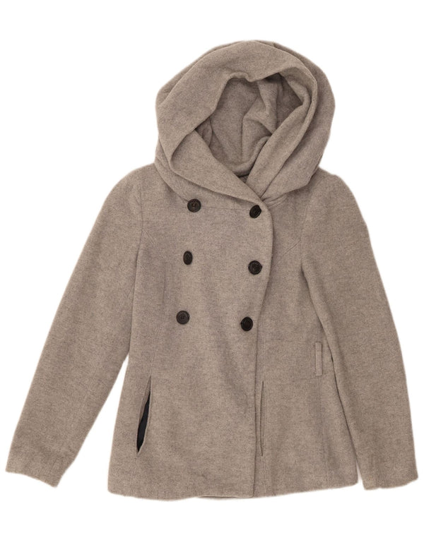 Cappotto da marinaio con cappuccio da donna Zara UK 10 piccolo in lana grigia