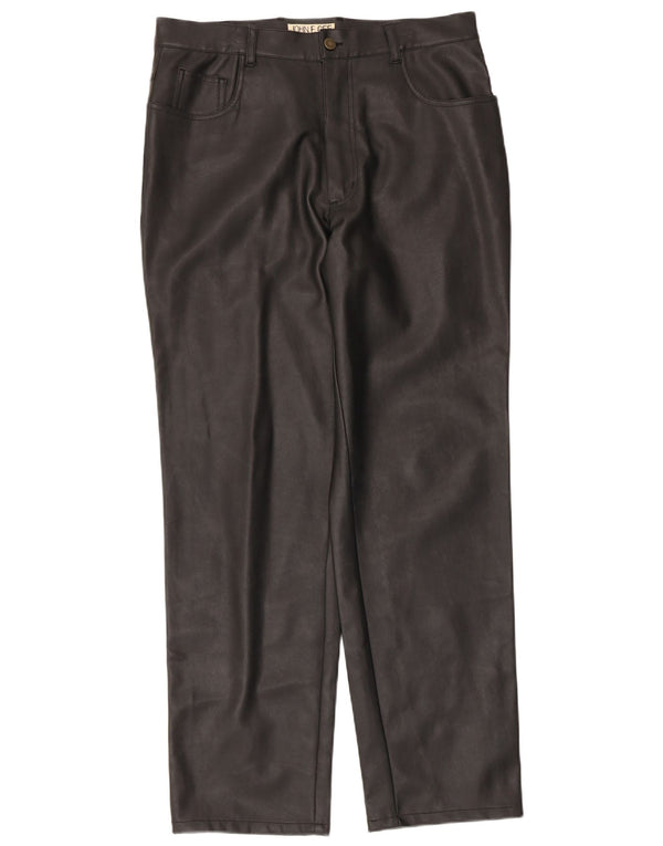 Pantaloni dritti da uomo in ecopelle John F Gee EU 50 Large W34 L31 neri