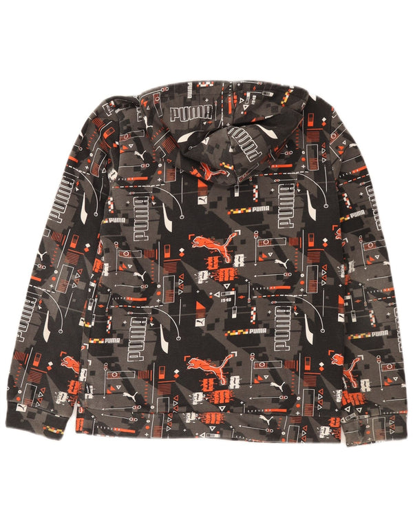 Felpa con cappuccio grafica da ragazzo Puma 13-14 anni in cotone geometrico grigio