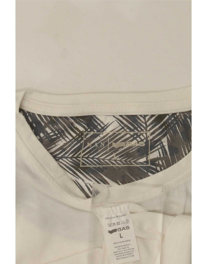 T-shirt grafica da uomo Gas Top grande in cotone bianco