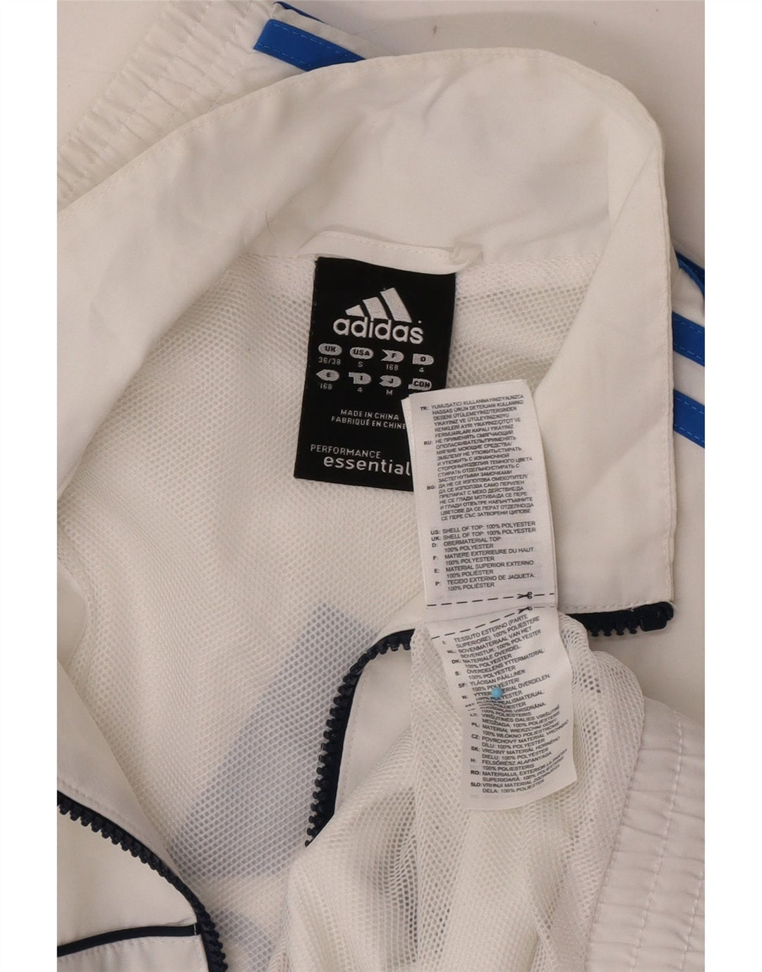 Giacca da ginnastica grafica da uomo Adidas UK 36/38 piccola poliestere bianco