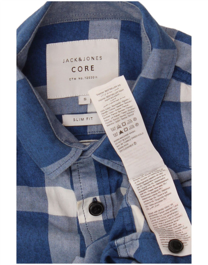Jack & Jones Camicia da uomo slim fit in flanella piccolo cotone a quadri blu