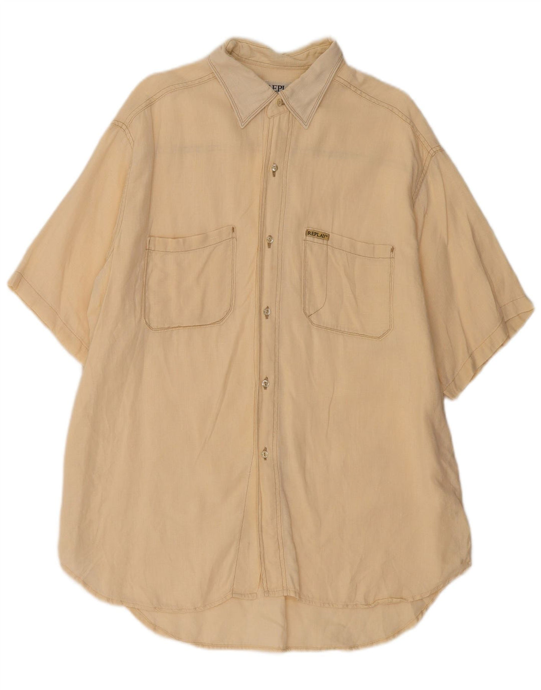 Camicia a maniche corte da uomo Replay XL Beige