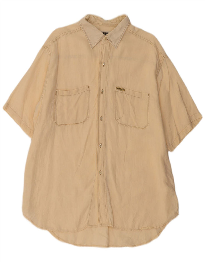 Camicia a maniche corte da uomo Replay XL Beige