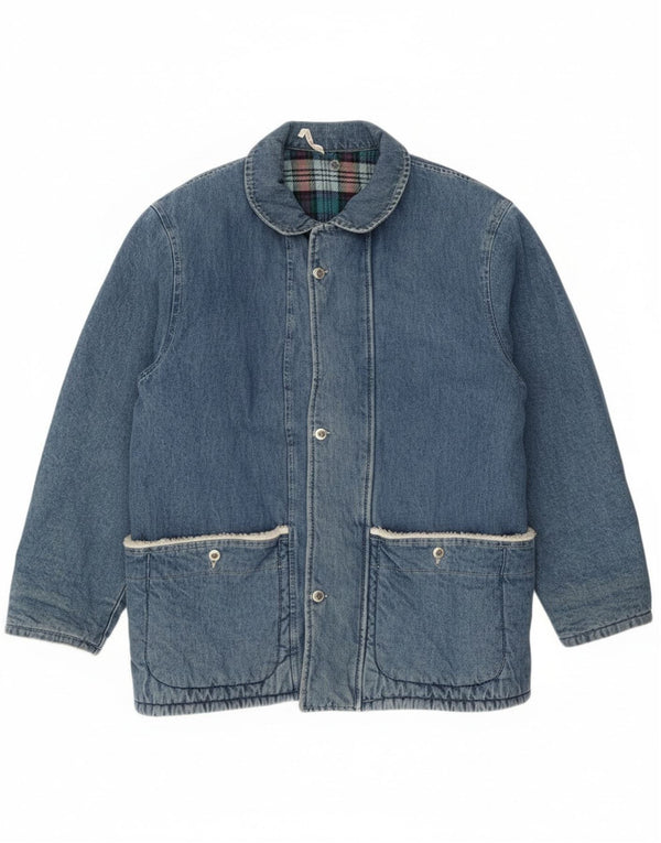 Cappotto in denim da uomo Wampum UK 40 grande cotone blu