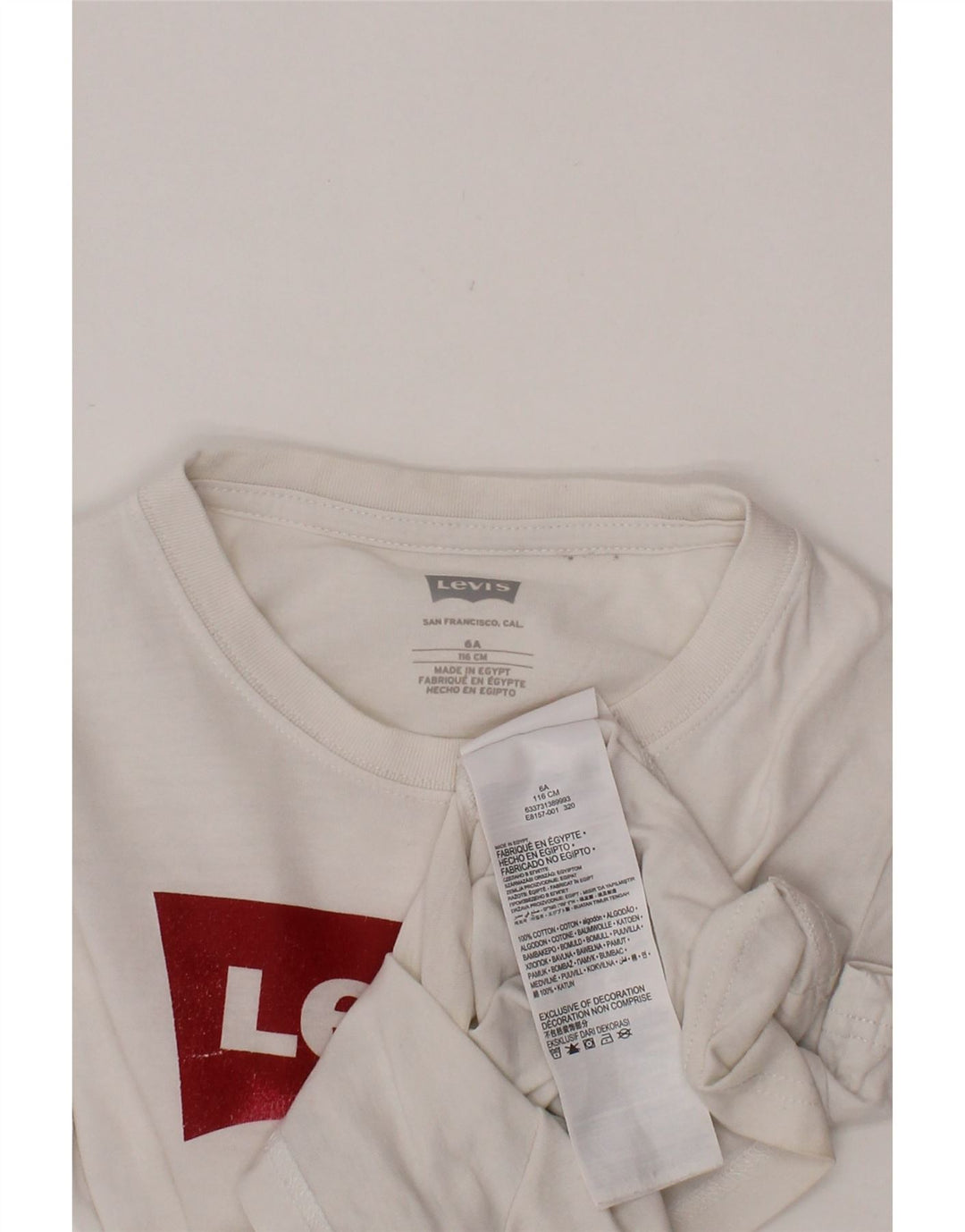 T-shirt grafica per bambina LEVI'S 5-6 anni in cotone bianco