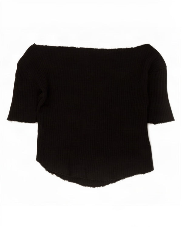 Top corto da donna con spalle scoperte Zara UK 12 medio nero