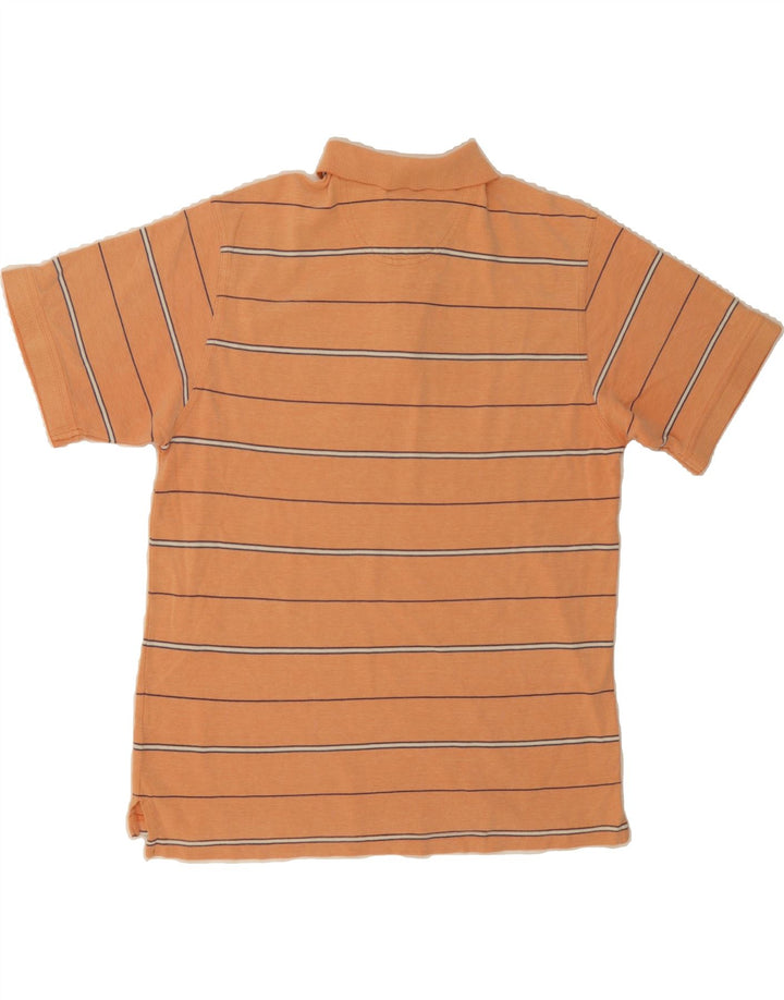 IZOD Mens Polo Shirt Medium Orange Striped Cotton Vintage Izod and Second-Hand Izod from Messina Hembry 