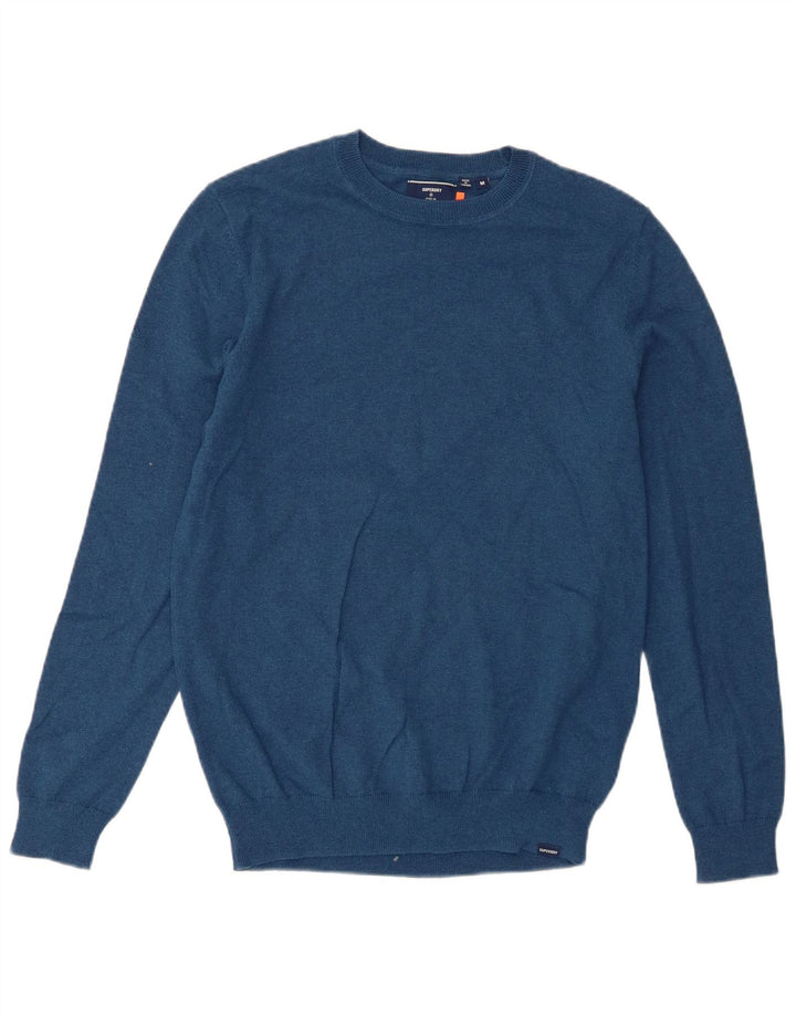 Maglione maglione girocollo da uomo Superdry in cotone blu medio