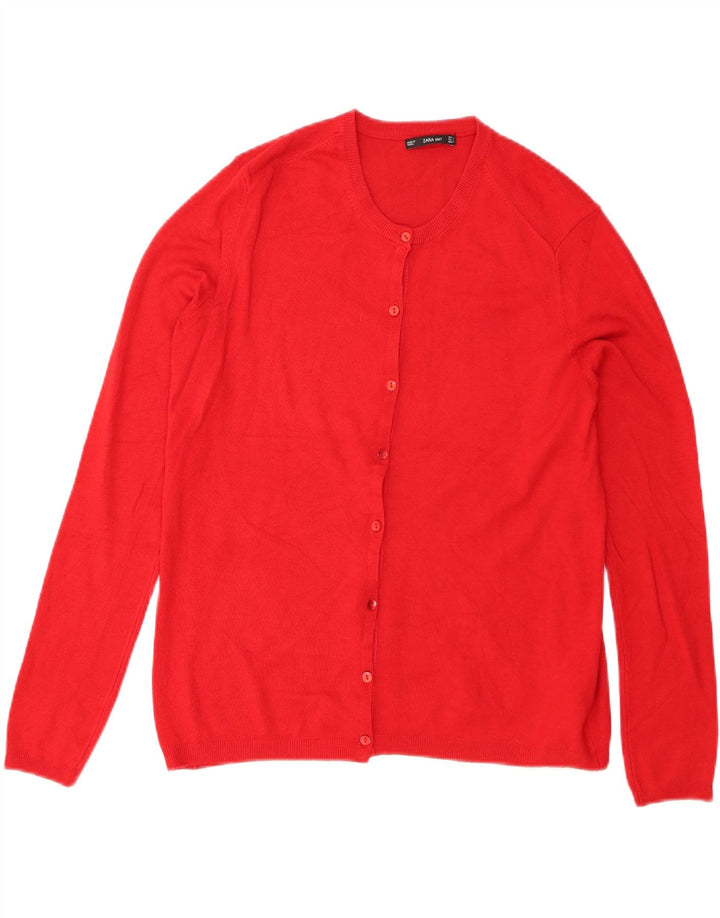 Maglione cardigan da donna Zara UK 14 grande viscosa rossa