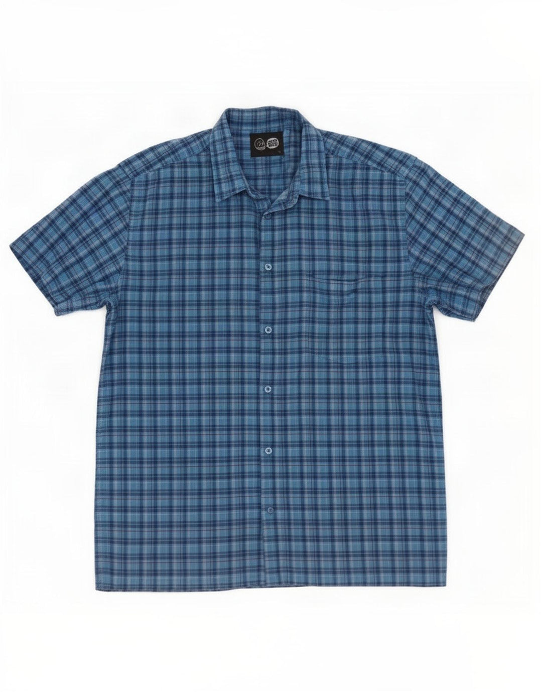 Camicia a maniche corte da uomo Cheap Monday, cotone a quadri blu grandi
