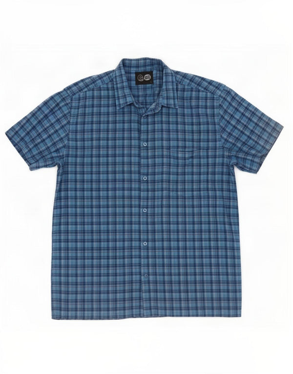Camicia a maniche corte da uomo Cheap Monday, cotone a quadri blu grandi