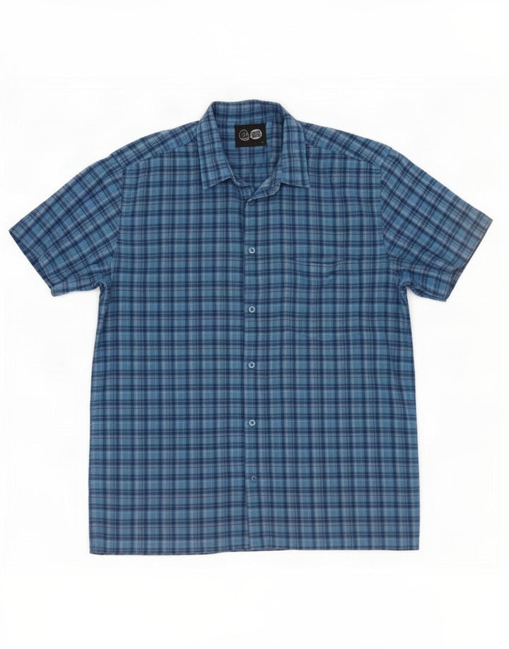 Camicia a maniche corte da uomo Cheap Monday, cotone a quadri blu grandi